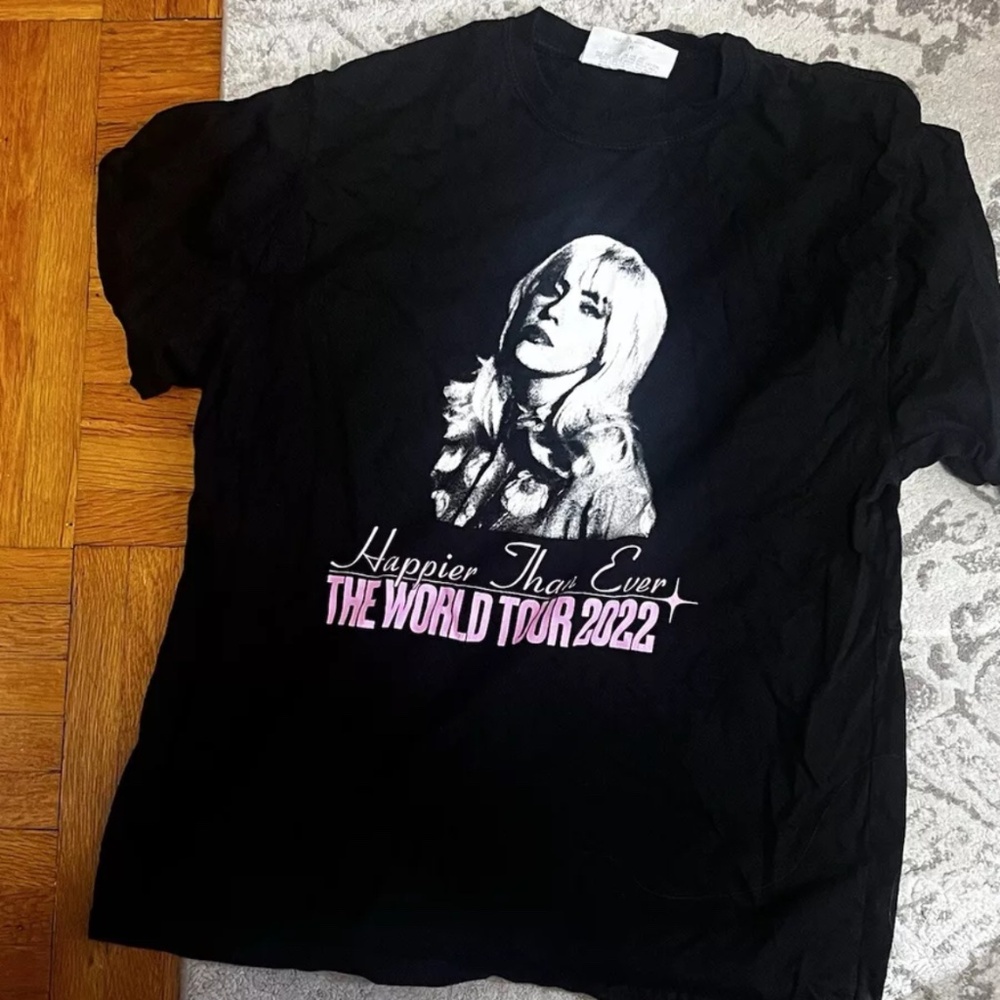 Billie Eilish Official Happier Than Ever 2022 World Tour Graphic T Shirts Medium